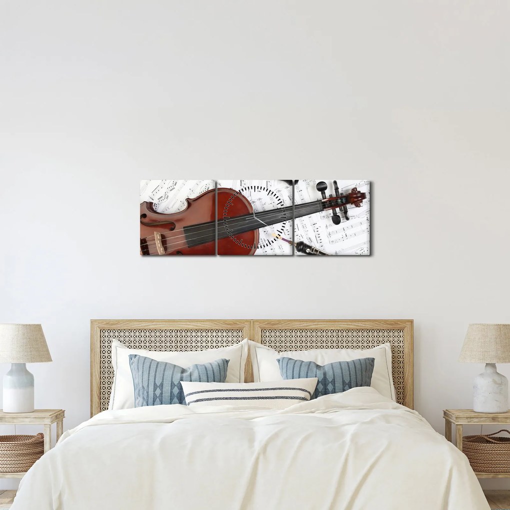 Tablou - Unelte muzicale (cu ceas) (90x30 cm)