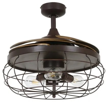 Ventilator LED de tavan FANAWAY 212921 INDUSTRI 3xE27/4W/230V maro + telecomandă