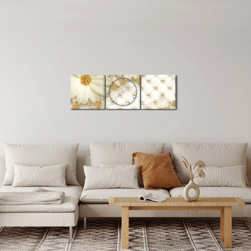 Tablou - Colaj auriu (cu ceas) (90x30 cm)