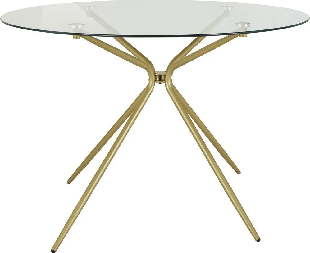 Masă de dining aurie rotundă cu blat din sticlă ø 110 cm Silvie – Støraa