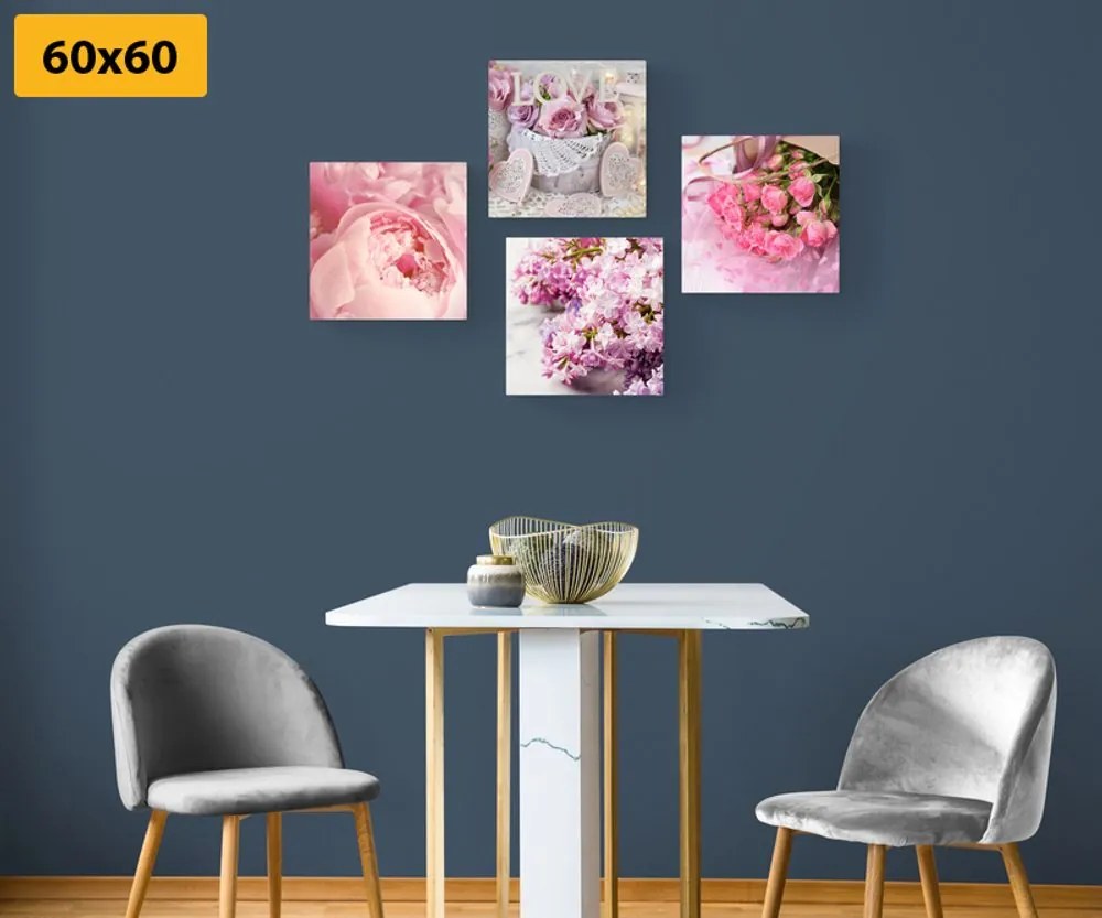 Set tablouri natura moartă delicată a florilor