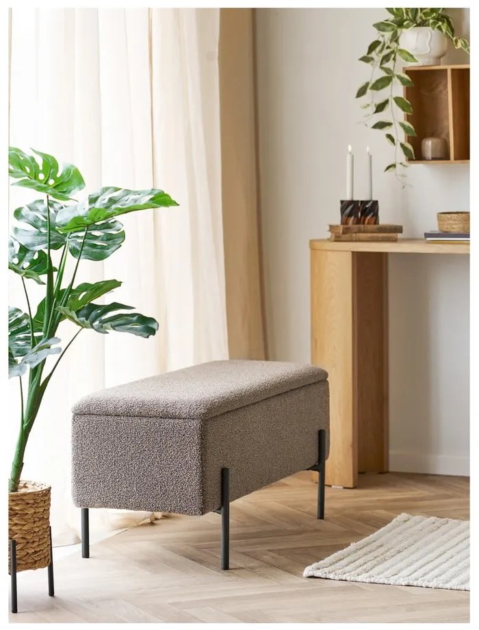 Bancă maro cu tapițerie din țesătură bouclé Watford – House Nordic