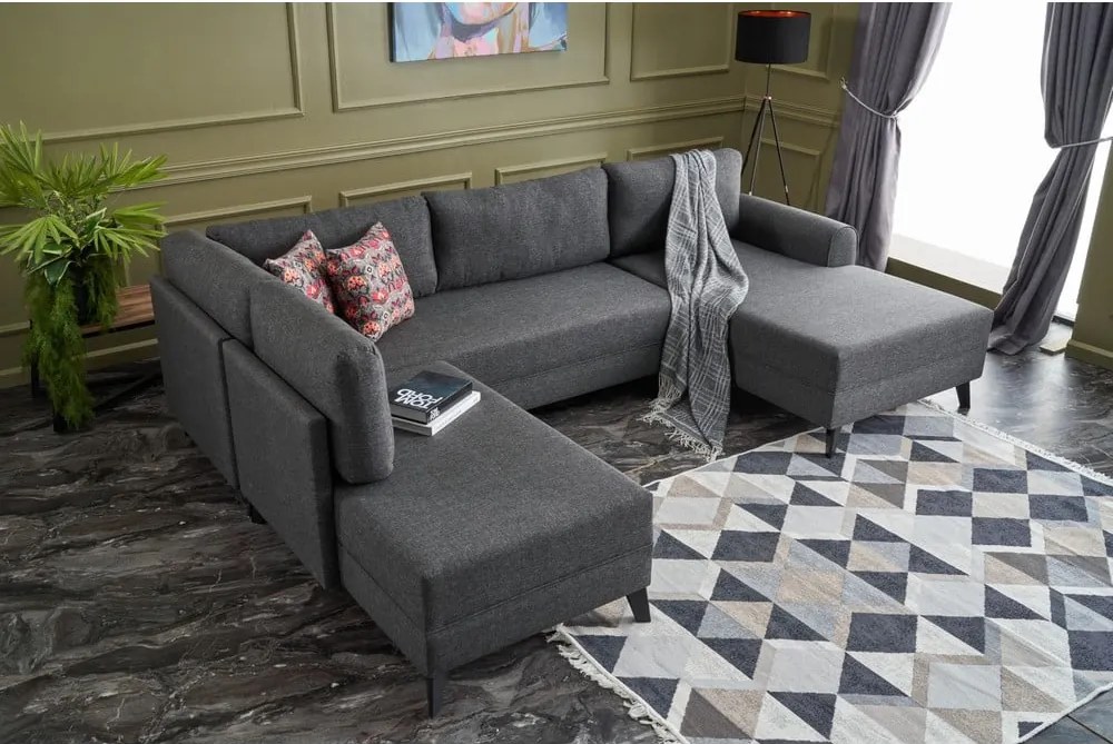 Colțar gri antracit (în formă de "U") Belen – Balcab Home