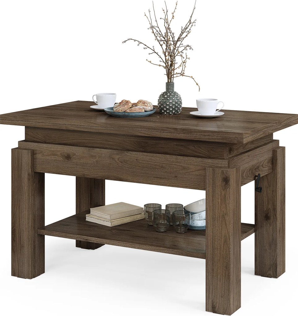 Mazzoni BRAWO Nuc Elegant - MĂSUȚĂ DE CAFEA CU BLAT EXTENSIBIL ȘI RIDICABIL MASĂ CU RAFT