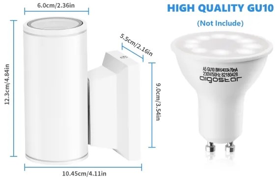 Aigostar - Corp de iluminat de perete pentru exterior 1xGU10/230V IP65 alb rotund