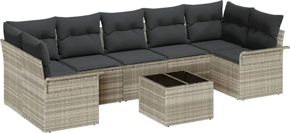 vidaXL Set de canapele pentru grădină 8 pcs Gri deschis poliratan