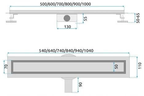 Canal de scurgere NEOX PRO 60 cm din oțel inoxidabil - REA-G5807