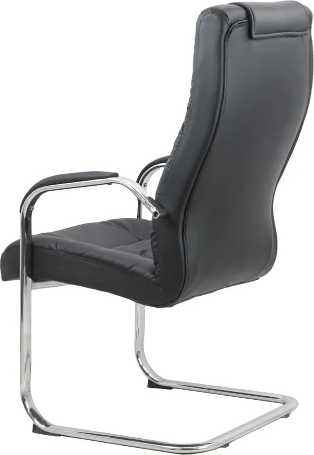 Scaun vizitator negru OFF 8115 din piele sintetică și cadru cromat tip sanie
