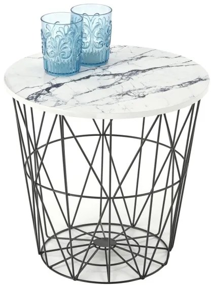 Măsuță de cafea HARISSA 41x42 cm negru/alb decor marmorat