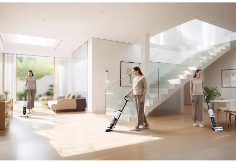 Aspirator vertical Tineco Floor One S7 Steam Plus 4B1, 240W, Curatare uscata/umeda, Ecran LED și iluminare, Abur + uscare, Alb/Negru
