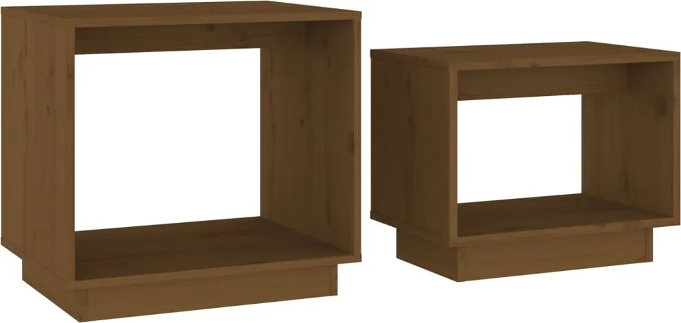 vidaXL Măsuțe de cafea suprapuse, 2 buc., maro miere, lemn masiv pin