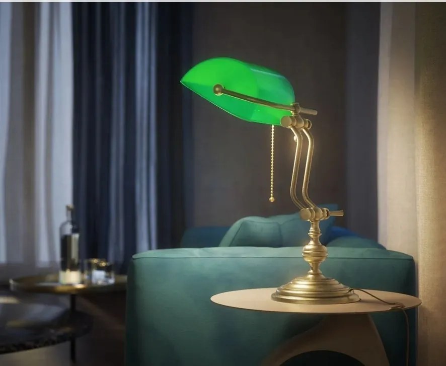 Lampa de birou din alama design clasic Banker