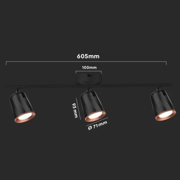 Spot LED 3xLED/5W/230V 3000K negru