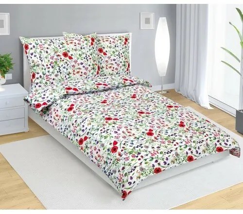 Bellatex Lenjerie de pat din bumbac Mac roșu, 140x 200 cm, 70 x 90 cm
