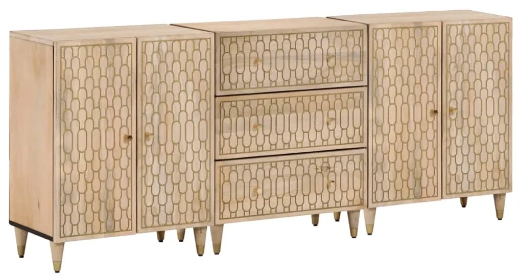 vidaXL Dulapuri laterale, 3 buc., 60x33x75 cm, lemn masiv de mango