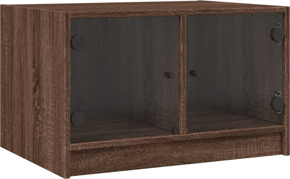 vidaXL Măsuță de cafea cu uși din sticlă, stejar maro, 68x50x42 cm