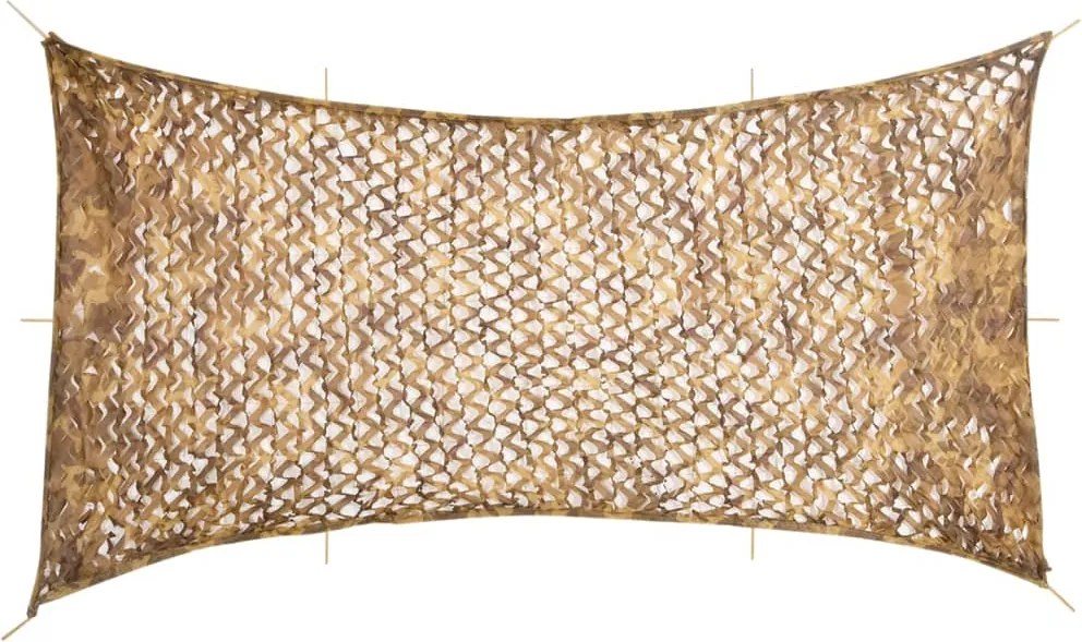 vidaXL Plasă de camuflaj cu geantă de depozitare, nisipiu, 708x423 cm