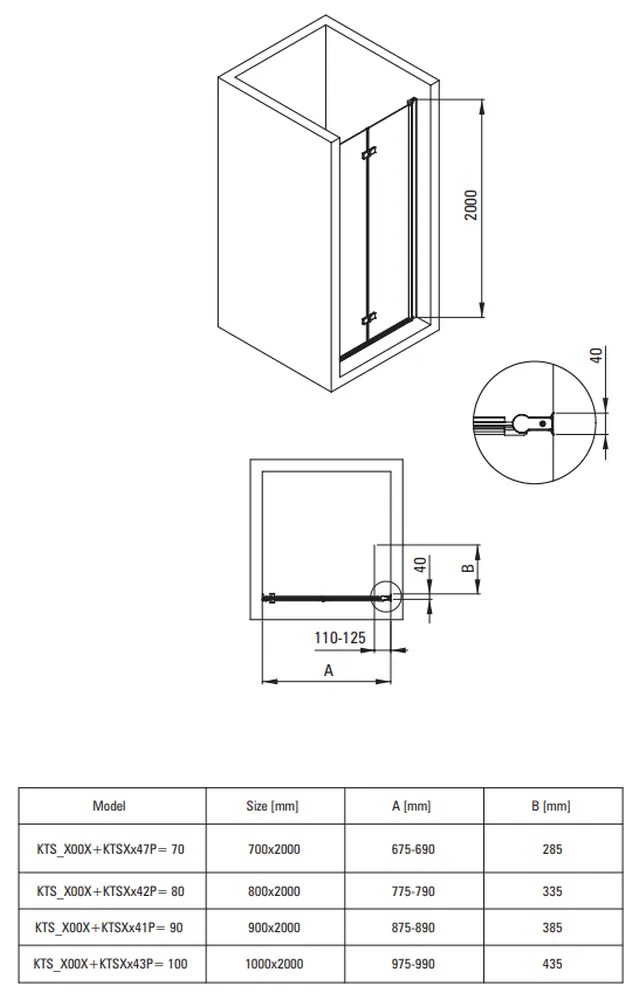 Usa sticla dus rabatabila 90 cm crom Deante Kerria plus 900x2000 mm