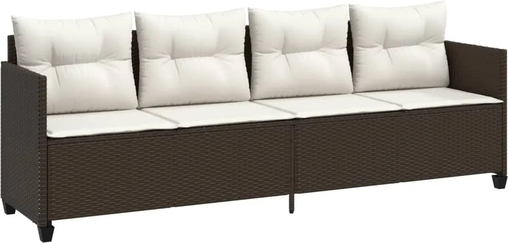 vidaXL Șezlong cu perne, maro, poliratan