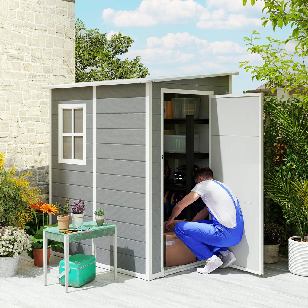 Outsunny Magazie din metal pentru gradina, Gri