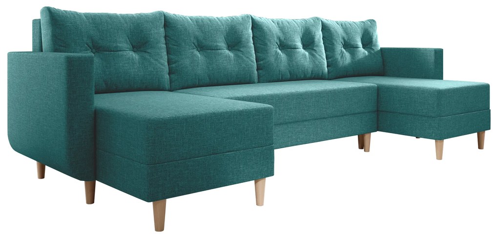 Coltar BENY U universal turcoaz, 296x145/145x97 cm