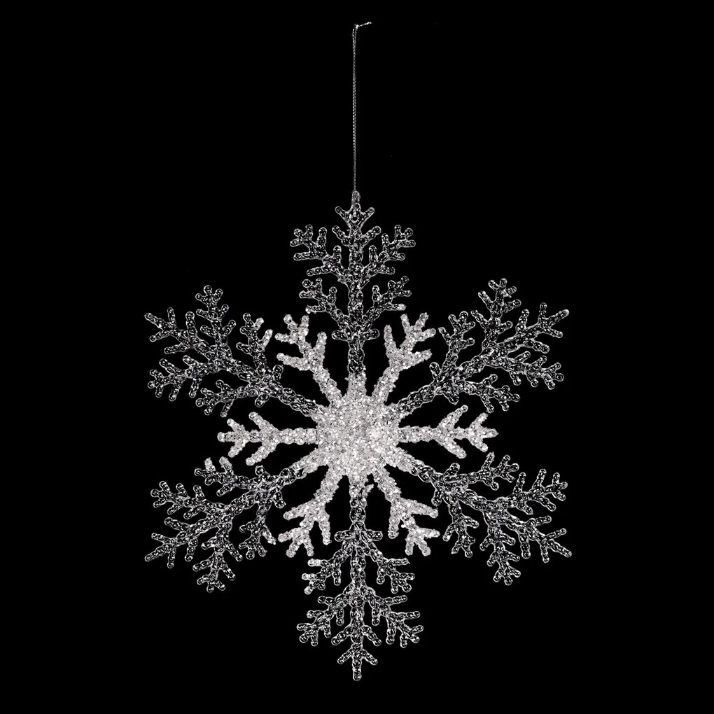 Set de decorațiuni de Crăciun Fulgi de zăpadă, 4 bucăți, argintiu, 23 x 1 x 26 cm