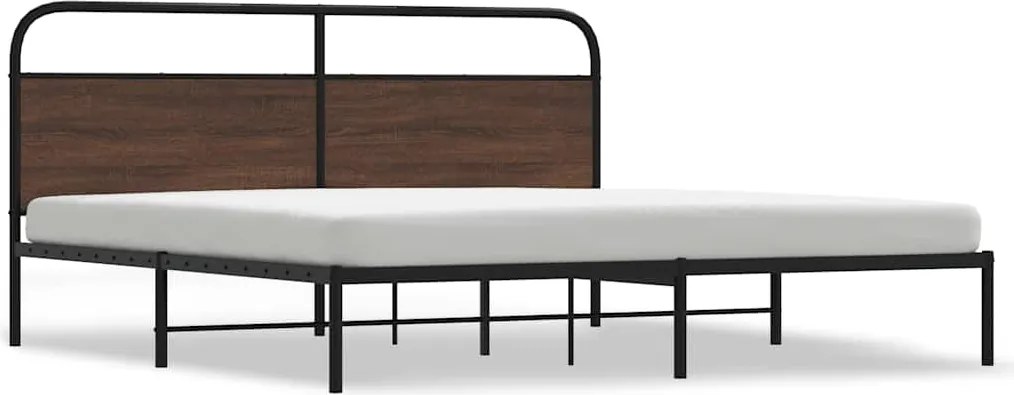 vidaXL Cadru de pat metalic fără saltea, stejar maro, 193x203 cm