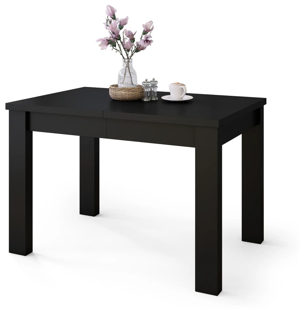 Mazzoni FONTE Negru Mat - MASĂ CLASICĂ DE BUCĂTĂRIE/LIVING EXTENSIBILĂ PÂNĂ LA 130 sau 155 cm!