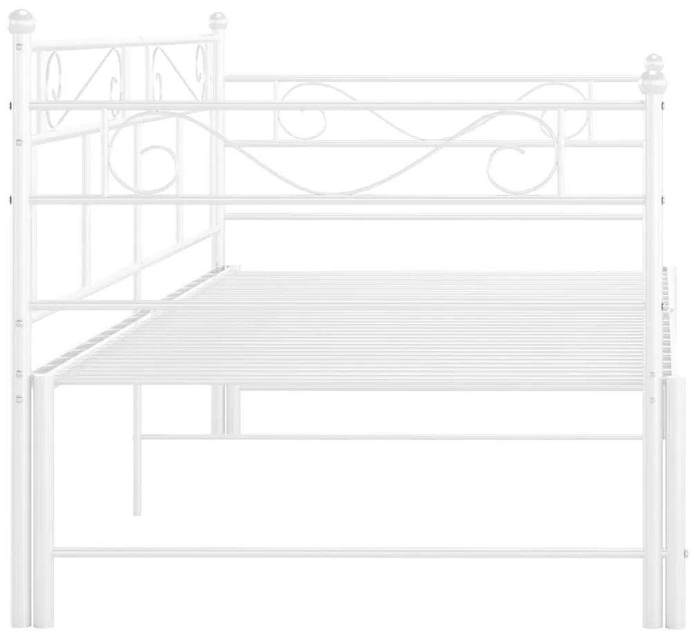 Cadru pat canapea extensibila, alb, 90x200 cm, metal Alb