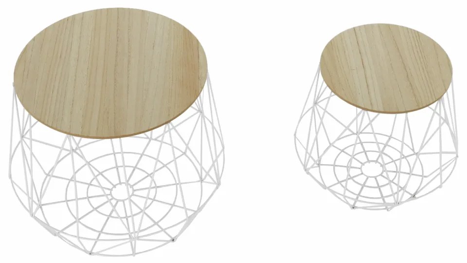 Set măsuţe auxiliare, natural/alb, DALUX