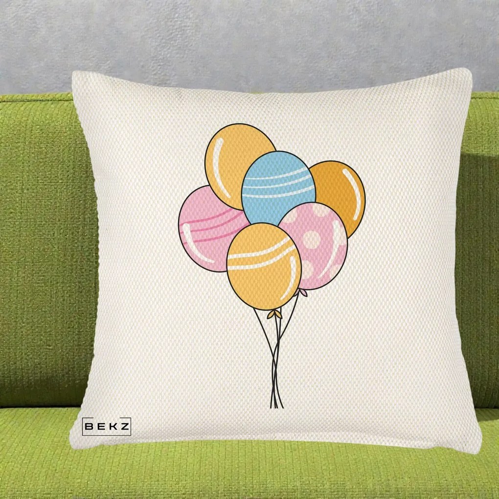 Perna Decorativa Baloane Petrecere, 40x40 cm, Crem Reliefat, Husa Detasabila, Perna Inclusa, BEKZ®