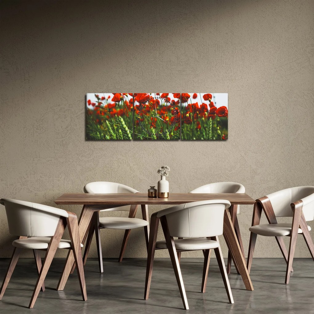 Tablou - Maci în vânt (cu ceas) (90x30 cm)
