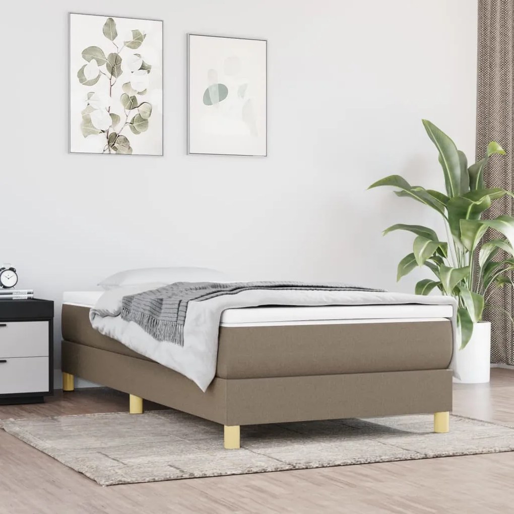 3120578 vidaXL Cadru de pat box spring, gri taupe, 90x190 cm, textil