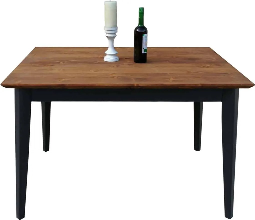 Masă lemn masiv Dining Timeless Negru, 120 × 80 × 76 cm