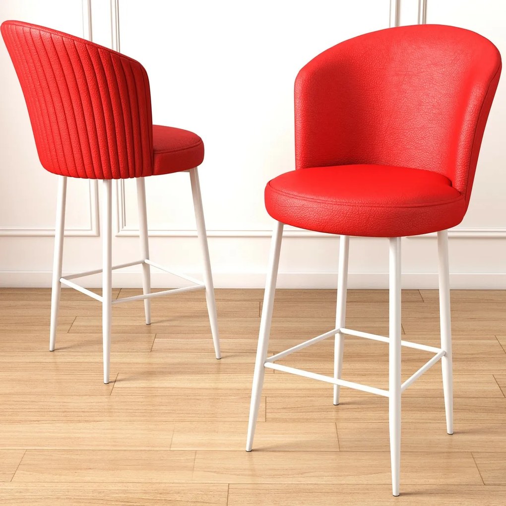 Set de scaune de bar Uras Red and White, 2 buc., 2 buc.