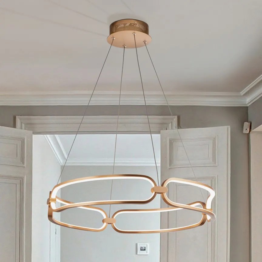 Lustra LED design ultra-modern 60cm Colette auriu roze