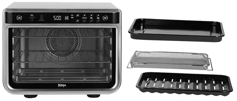 Cuptor multifunctional NINJA Foodi DT200EU, 2400W, 29L, 10in1, Timer, Convectie, Ecran tactil, Gatit uniform pe doua nivele, Inox/negru