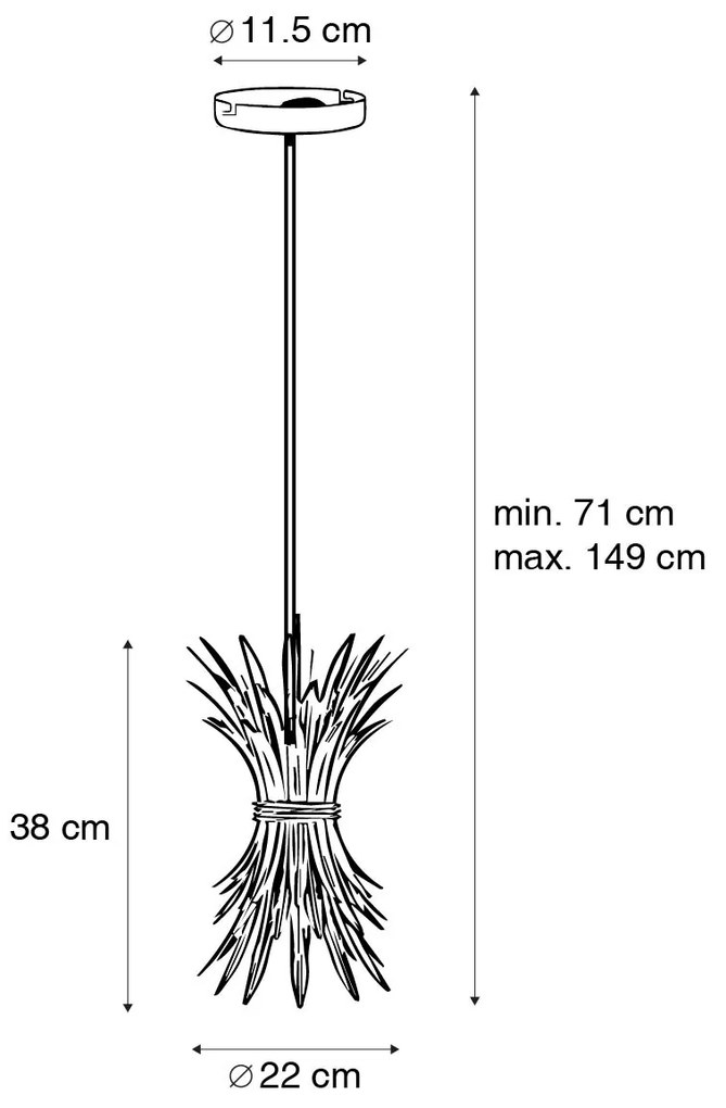 Lampă suspendată Art Deco aurie - Wesley