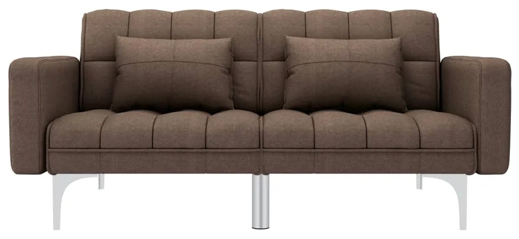 247219 vidaXL Canapea extensibilă, maro, material textil