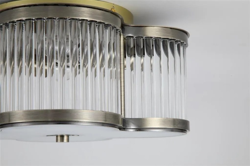 Plafoniera metal alama antique, sticla Lotus 2L