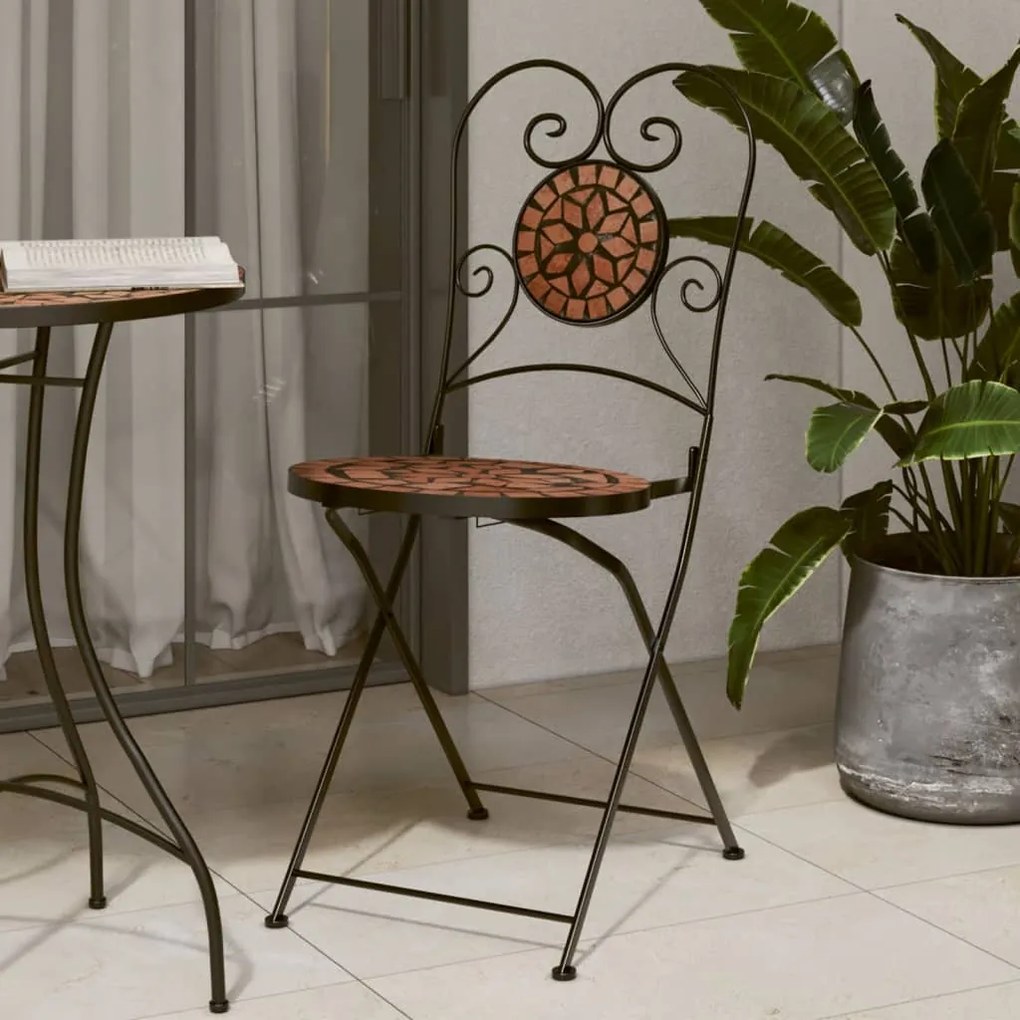 vidaXL Scaune de bistro pliabile, 2 buc., cărămiziu, ceramică