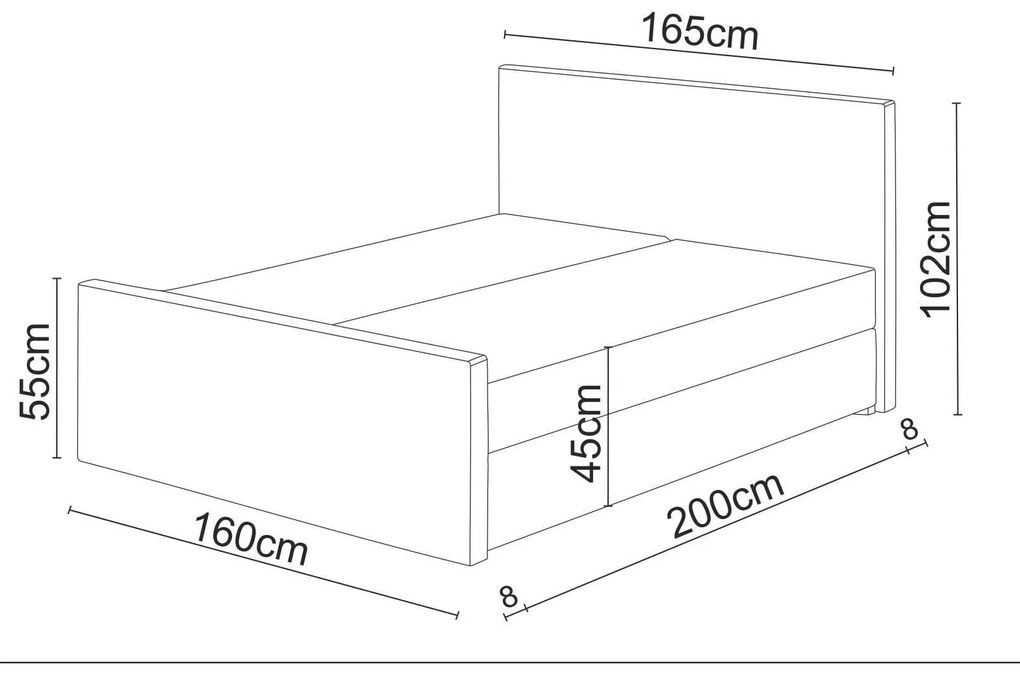 Pat matrimonial Boxspring 140 cm Milagros 4 (maro închis) ( cu saltea și sp. depozitare). 1047262