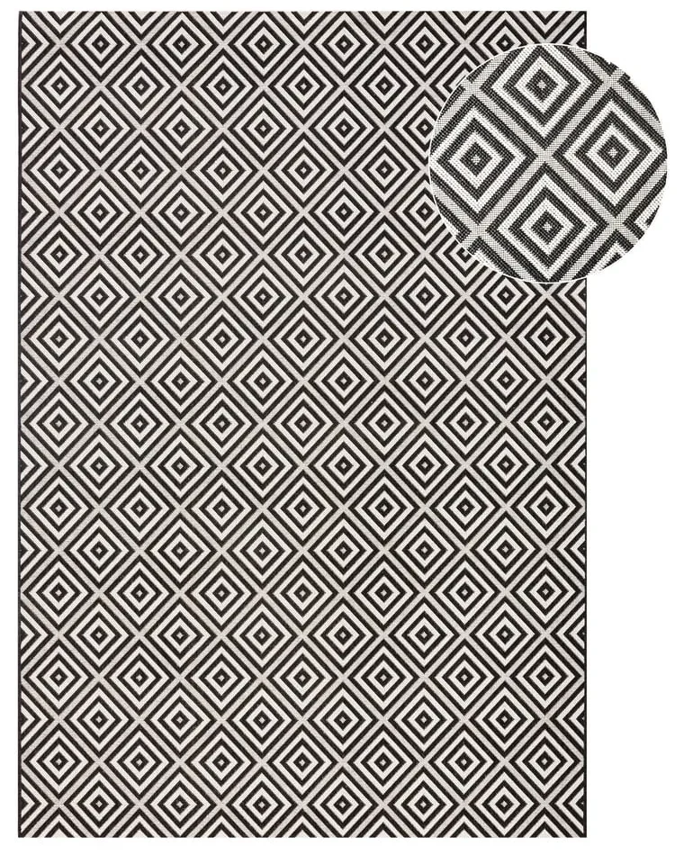 Covor de exterior NORTHRUGS Karo, 140 x 200 cm, negru-alb