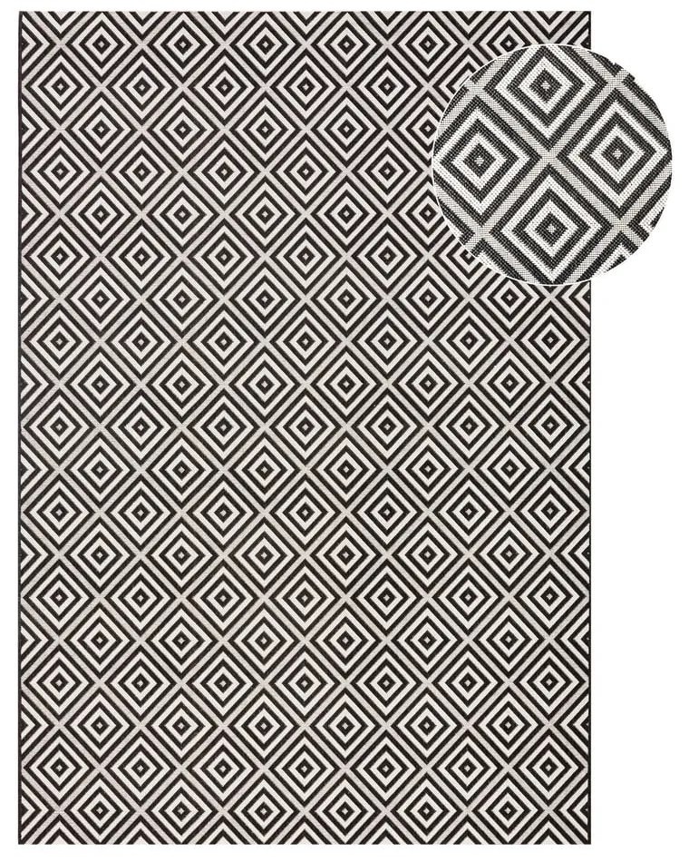 Traversă de exterior NORTHRUGS Karo, 80 x 150 cm, negru-alb