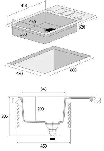 Concept DG05C45BC - Chiuvetă de bucătărie CUBIS 50x62 cm din granit, negru