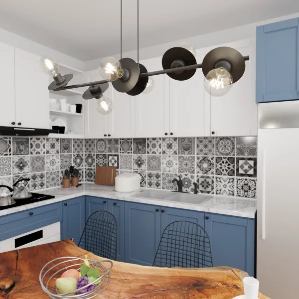 Lustră pe cablu TOKEN 6xE27/15W/230V negru