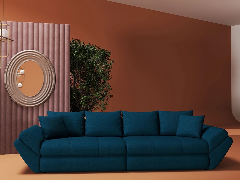 Canapea extensibilă dumonde cu ladă de depozitare si sezut confortabil din spuma high-density, Loana Enjoy Petrol 300x100 cm