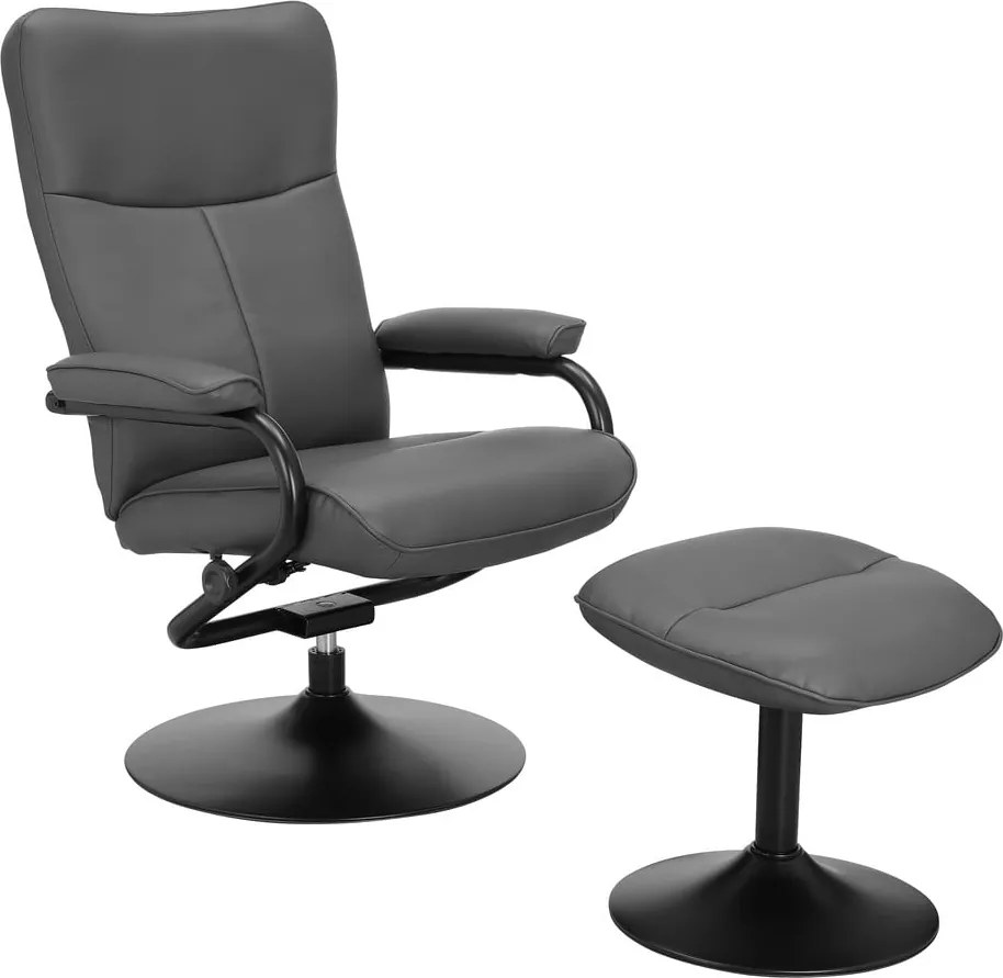 Fotoliu cu taburet gri de relaxare cu tapițerie din imitație de piele Istad – Støraa