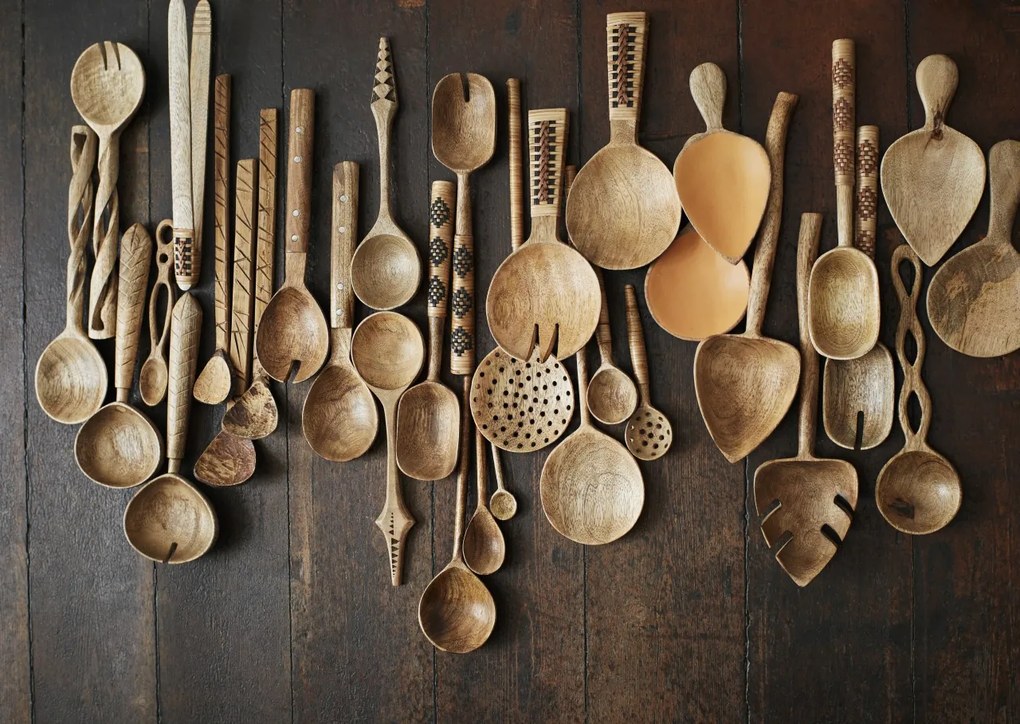 Set 2 linguri pentru salată din lemn de mango și bambus, L26 cm, „Bamboo Salad Set"
