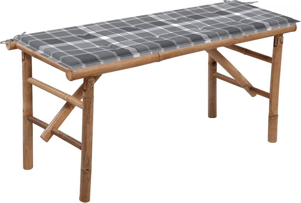 vidaXL Bancă de grădină pliabilă cu pernă, 118 cm, bambus